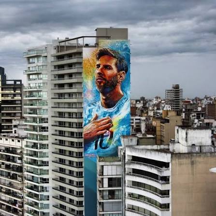 Muurschildering van Lionel Messi in Rosario